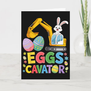 Tarjeta Niños Conejo de Pascua Excavadora Pascua Niños Niñ