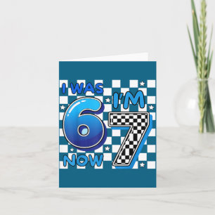 Tarjeta Niños Cuadro Azul Fui 6 Ahora Soy 7 Divertido 67