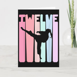 Tarjeta Niños Cumpleaños 12 Taekwondo Retro Karate Chicas 