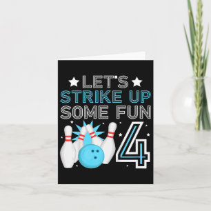 Tarjeta Niños de 4 años Fiesta de cumpleaños Bowling Boy b