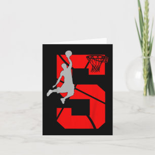 Tarjeta Niños de 5 años Fiesta de cumpleaños de 5º básquet