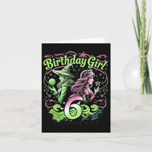 Tarjeta Niños De 6 Años De Edad Bruja Rosa Y Verde