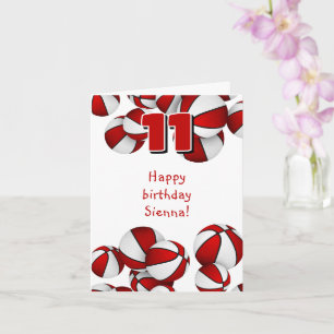 Tarjeta niños de baloncesto blanco rojo