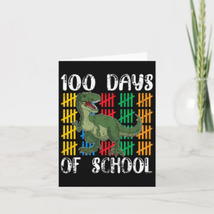 Tarjeta Niños De Dinosaurios Dan 100 Días De Escuela