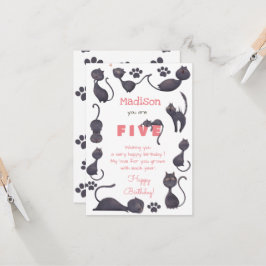 Tarjeta Niños de gato negro felices cumpleaños