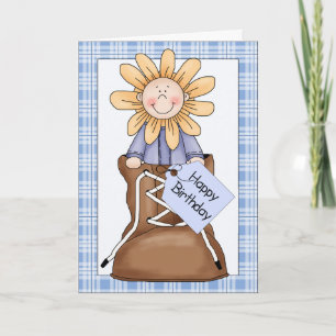 Tarjeta Niños de girasol (bota) Saludo de cumpleaños