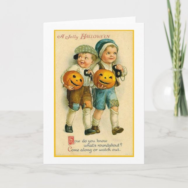 Tarjeta Niños de Halloween de época (Anverso)