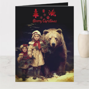 Tarjeta Niños de la vida silvestre con Navidades vacacione