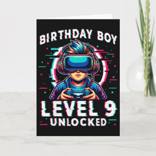 Tarjeta Niños de nivel 9 desbloqueados Jugador de Cumpleañ