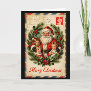 Tarjeta Niños de Santa Claus Correo Aéreo Vintage