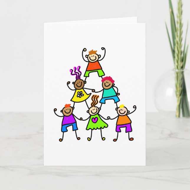 Tarjeta Niños de trabajo en equipo (Anverso)