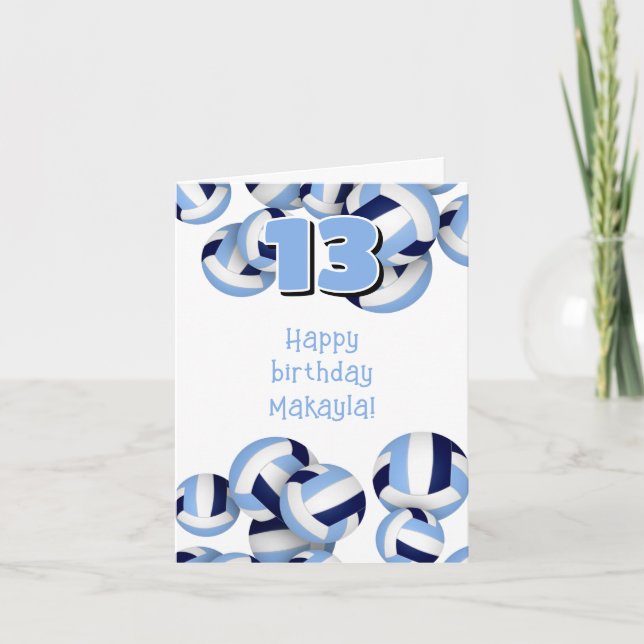 Tarjeta niños de voleibol blanco azul (Anverso)