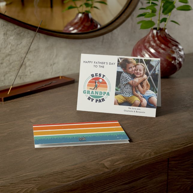 Tarjeta Niños del Día del Padres Foto Abuelo Golf Lover (Best Grandpa By Par Golf Lover Grandfather Photo Greetings Card)