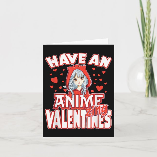 Tarjeta Niños Día de San Valentín de Anime Lover adolescen (Anverso)