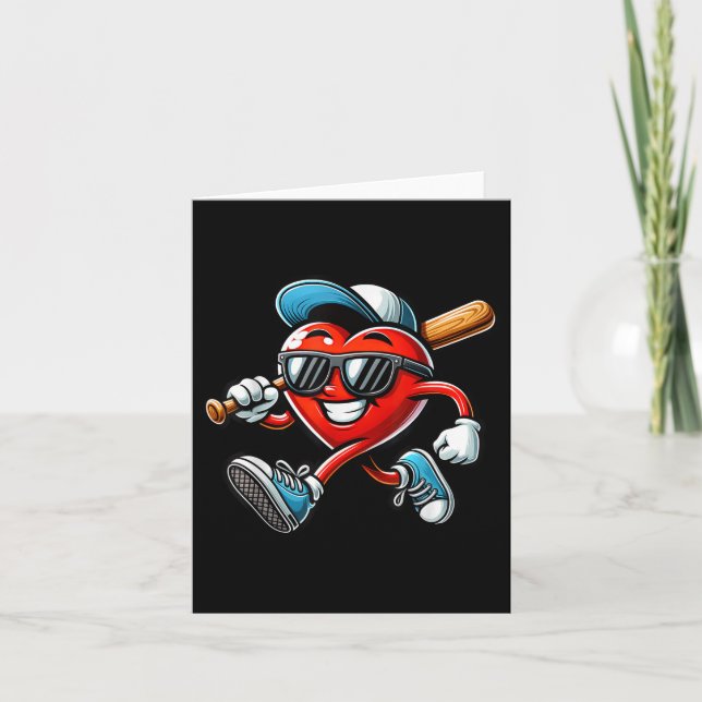 Tarjeta Niños día de San Valentín de Béisbol Graciosos (Anverso)