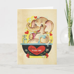 Tarjeta Niños Día de San Valentín retro Elefante Foto del