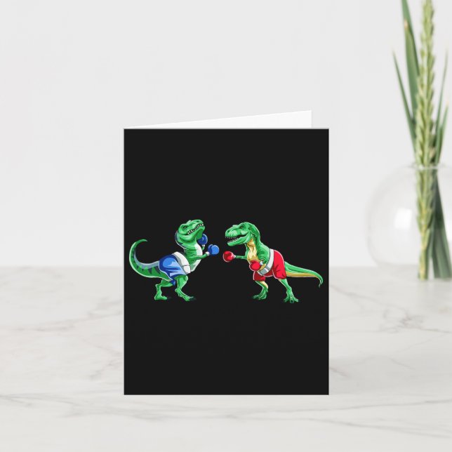 Tarjeta Niños Dinosaurios Boxeo T Rex T Shirft Guantes Gif (Anverso)