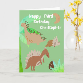 Tarjeta Niños Dinosaurios Nombre y Edad Personalizados Cum