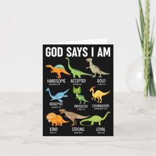 Tarjeta Niños Dios Dice Que Soy Dinosaurio Divertido Dino 