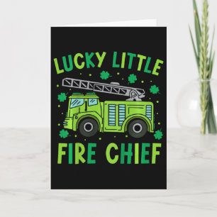 Tarjeta Niños Divertidos Camión de Bomberos Verde Día de S