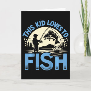 Tarjeta Niños Divertidos Este Niño Ama Pescar Pesca