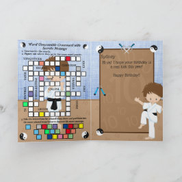 Tarjeta Niños Divertidos Karate Mensaje Secreto Feliz Cump