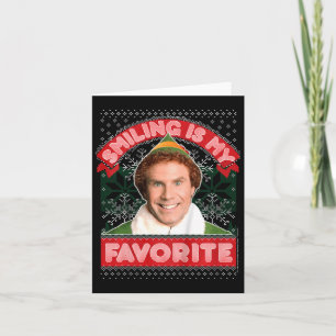 Tarjeta Niños, Elf Buddy Sonriendo Es Mi Navidad Favorito
