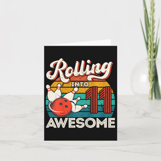 Tarjeta Niños en 11 años 11º cumpleaños de bolos P (Anverso)