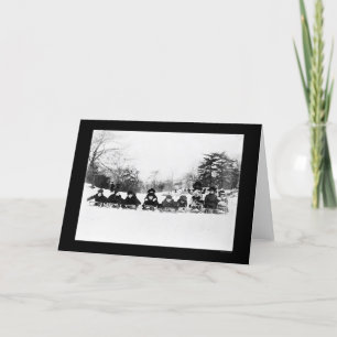 Tarjeta Niños en los trineos en el Central Park 1915