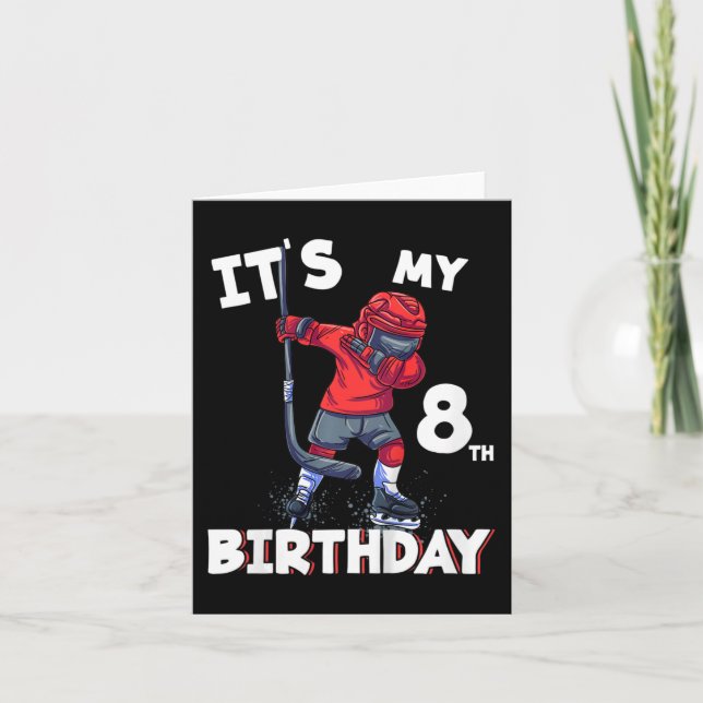 Tarjeta Niños Es Mi Cumpleaños 8 8 Años Hockey Sobre Hielo (Anverso)