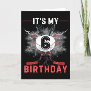 Tarjeta Niños Es Mi Cumpleaños Número 6 Hockey Niño Divert