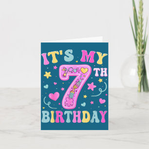 Tarjeta Niños Es Mi Cumpleaños Número 7 Chica 7 Siete Feli