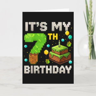 Tarjeta Niños Es Mi Cumpleaños Número 7 Gamer Pixel Cumple