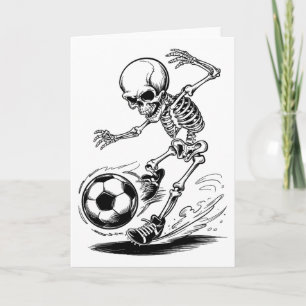 Tarjeta Niños Esqueleto Espeluznantes Jugando Fútbol Hallo