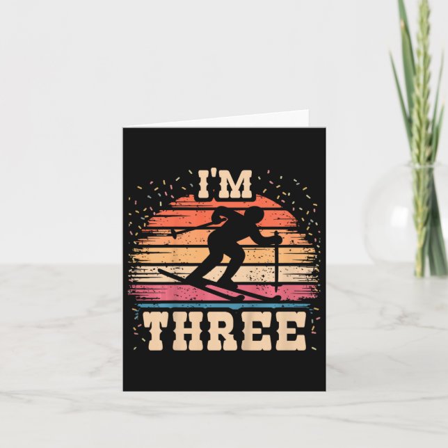 Tarjeta Niños esquiando Niño de 3 años Chica 3ª Ski B (Anverso)