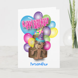 Tarjeta Niños Feliz Cumpleaños   Mono corto