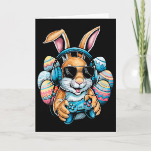 Tarjeta Niños Feliz Día de Pascua Conejo Huevo Videojuego 