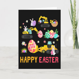 Tarjeta Niños Feliz Pascua Grúa de Construcción Camión Niñ