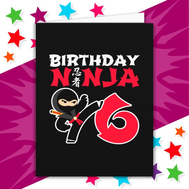 Tarjeta Niños Fiestas de 6 años Karate Ninja 6º cumpleaños (Subido por el creador)