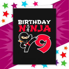Tarjeta Niños Fiestas de Ninja Karate de 9 años Novena Cum
