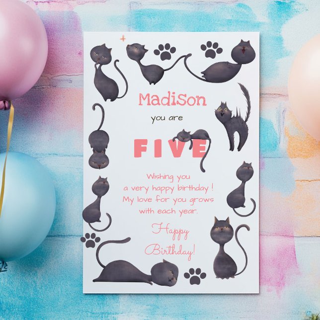 Tarjeta Niños gato negro feliz cumpleaños (Subido por el creador)