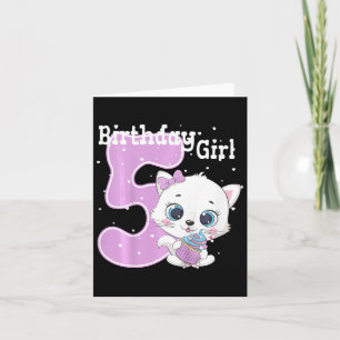 Tarjeta Niños Gato Quinto Cumpleaños Chicas Camisas Kitten