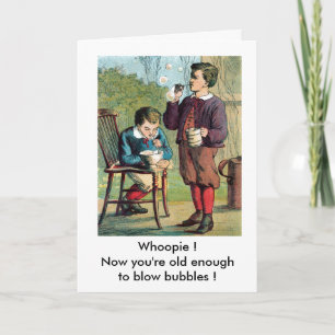 Tarjeta Niños golpeando burbujas