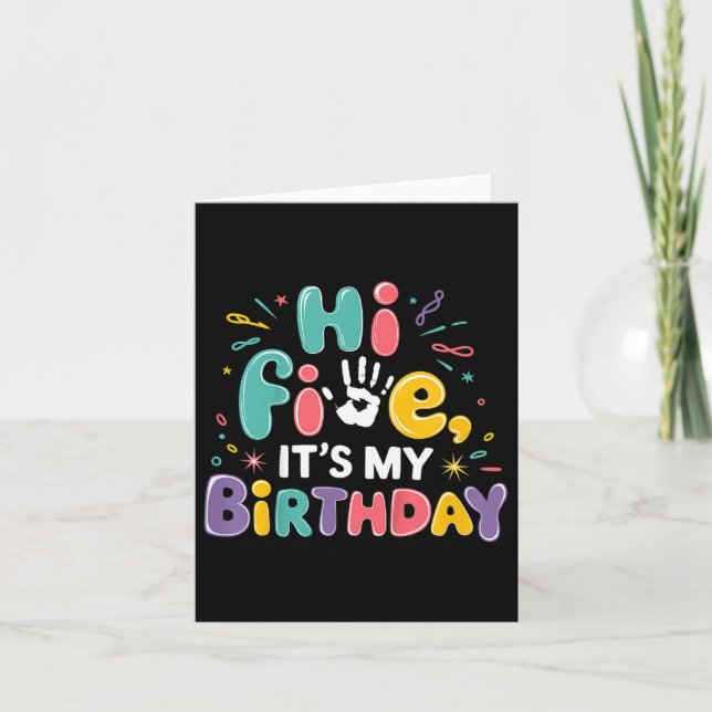 Tarjeta Niños Hola Cinco Es Mi Cumpleaños Quinta Fiesta de (Anverso)