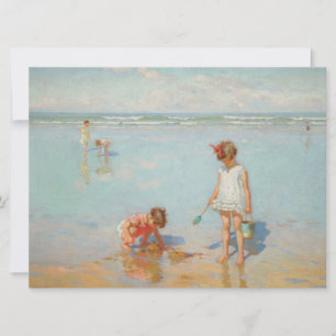 Tarjeta Niños junto al mar (Escena de playa de verano)
