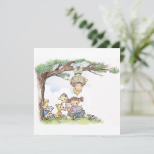 Tarjeta Niños Leyendo Bajo un Árbol