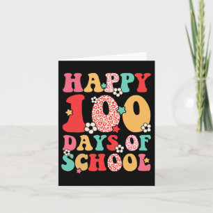 Tarjeta Niños maestros Retro Groovy 100 días felices 100 d