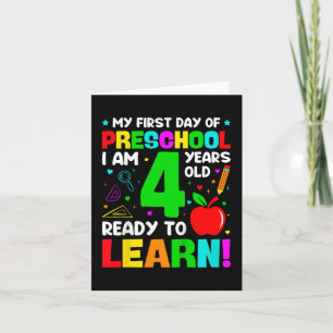 Tarjeta Niños Mi Primer Día De Enseñanza Preescolar De 4 A