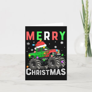 Tarjeta Niños Monster Camión Feliz Navidad Santa Hat Niños