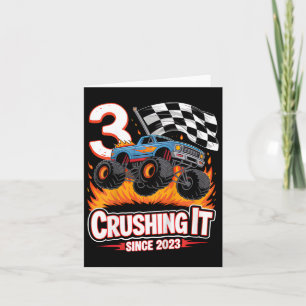 Tarjeta Niños Monstruo de Cumpleaños Niños De 3 Años 3pa P